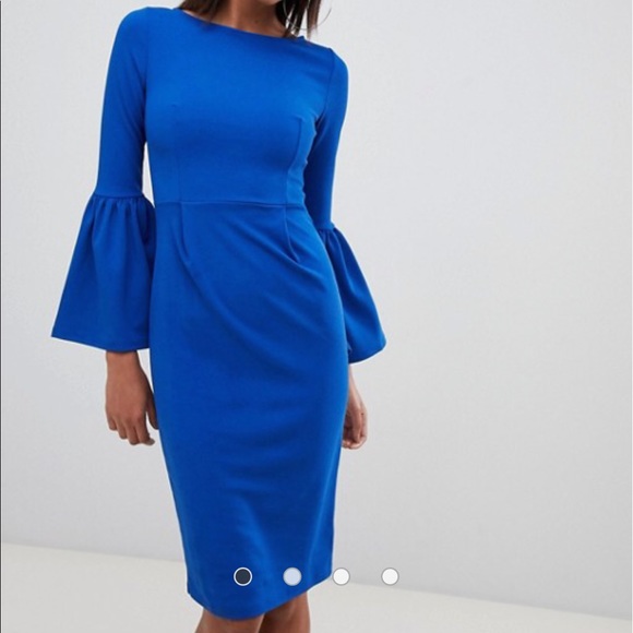 Club L midi-length pencil dress with frill sleeves - Picture 1 of 6